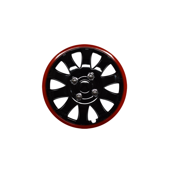 WHEEL COVER 13" SET BLK+RED RING FINISH COAT