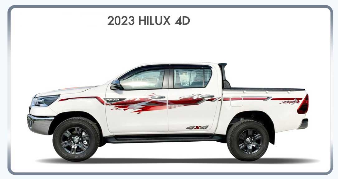 DECAL KIT SUITABLE FOR TOY HILUX 2015on GUN12#/13# D/CAB (2023 "4x4" Style Decal)