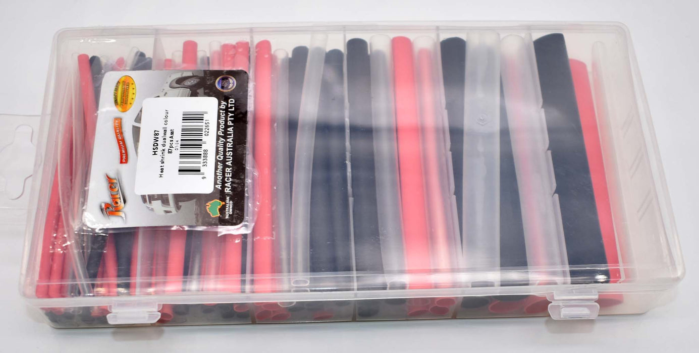 HEAT SHRINK DUAL WALL COLOUR 87PCS ASST