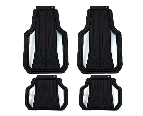 CAR MAT Set H/DUTY PVC RUBBER BLACK W/SILV ALU FOIL (4pcs Set) (Cut to size)