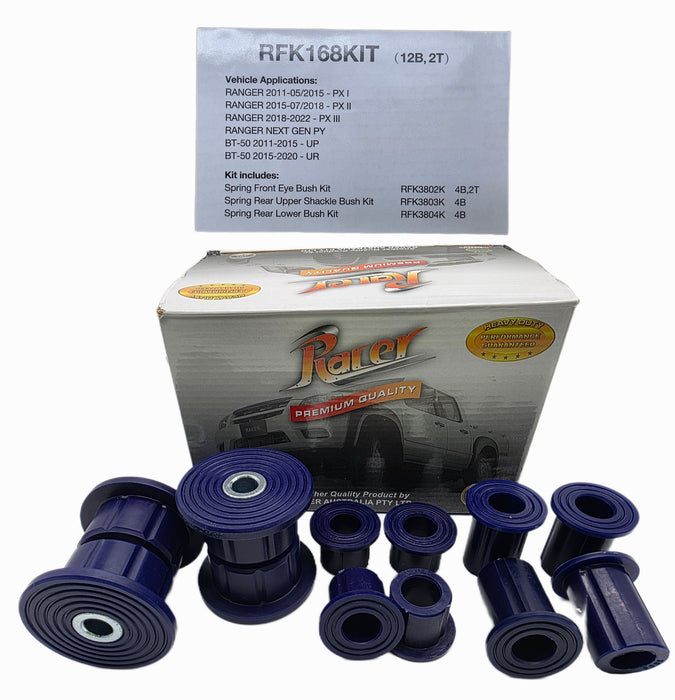 POLY LEAF SPRING BUSH KIT SUITABLE FOR FOR RANGER PX & NEXT GEN PY & MAZ BT50 UP/UR