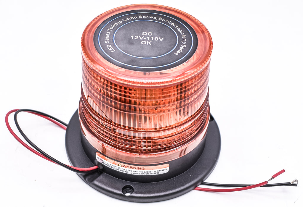 LED STROBE LIGHT AMBER 12-110V FIXED BASE (130mmD x 100mmH)