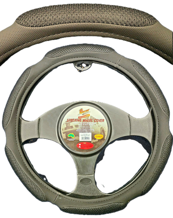 STEERING WHEEL COVER BLACK/ RAISED BLACK LARGE (39cm-41cm)