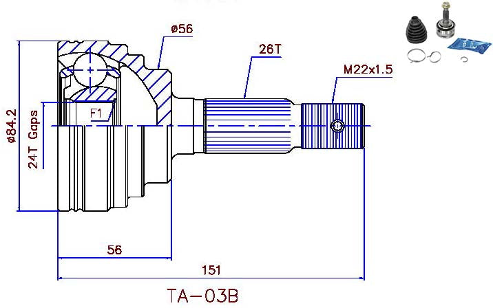CV JOINT SUITABLE FOR TOY 26/56/24 (BJ92)