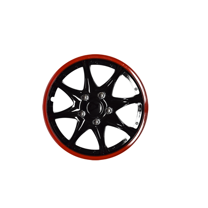 WHEEL COVER 15" SET BLK+RED RING FINISH COAT